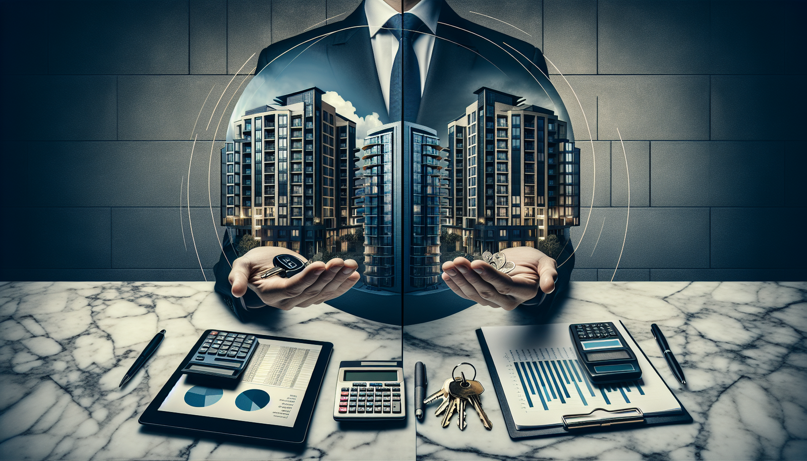 Representação visual da diferença entre gestão operacional e contabilidade técnica em condomínios.