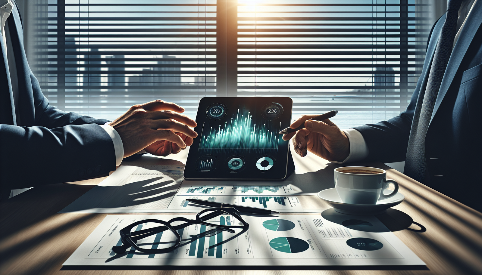 Contador e síndico analisando relatórios de prestação de contas condominial em Balneário Camboriú.