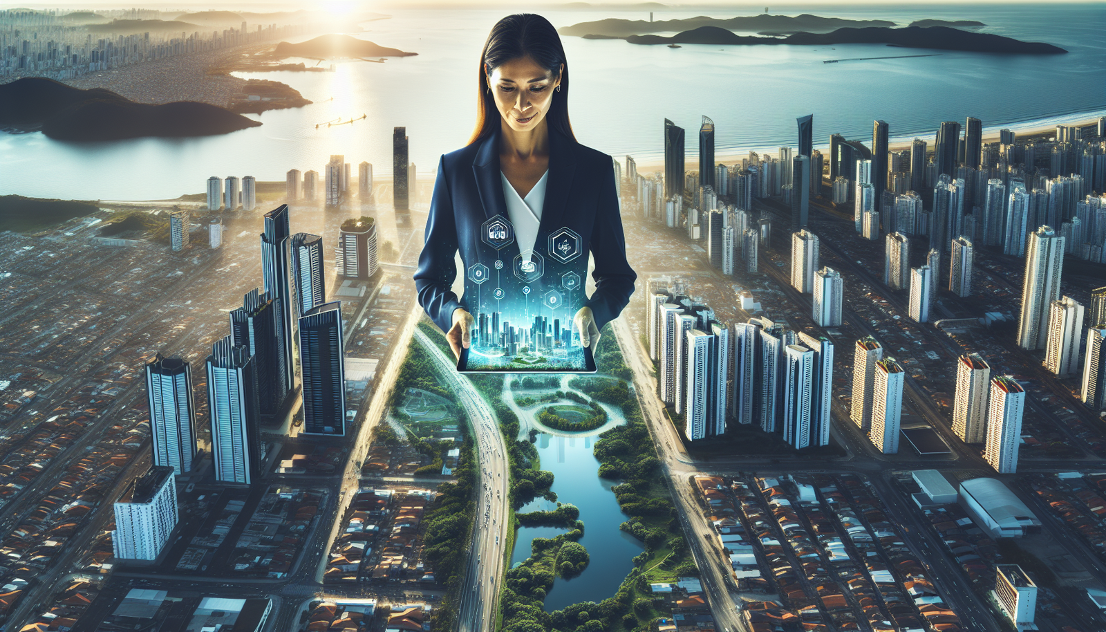 Comparação visual entre Balneário Camboriú e Camboriú com foco em administração de condomínios regional.