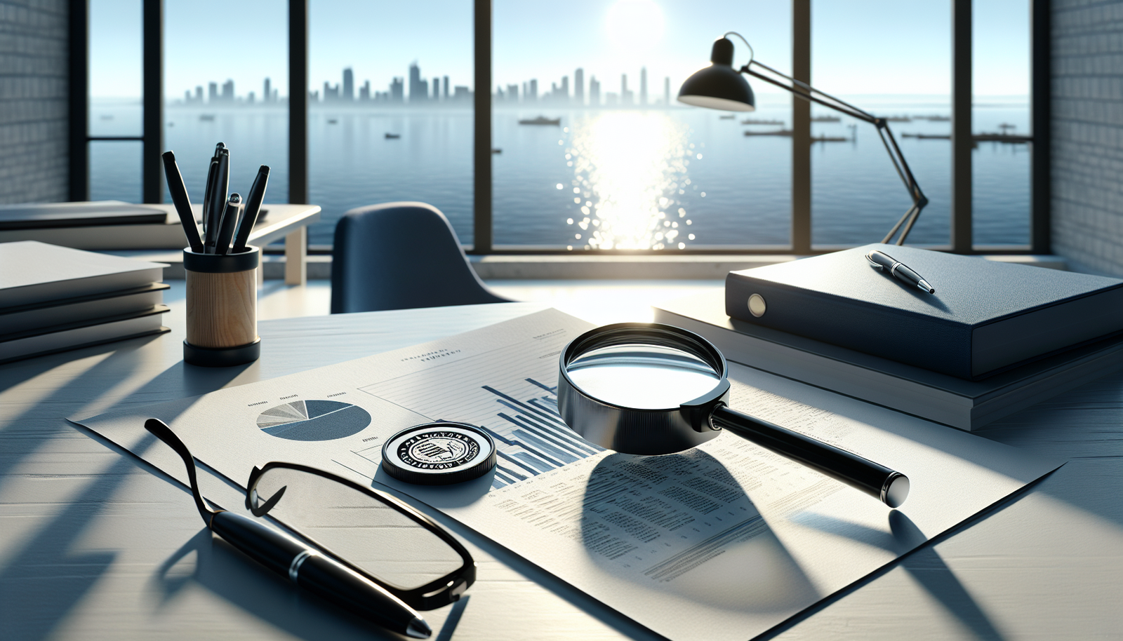 Lupa sobre relatório de auditoria condominial em Balneário Camboriú simbolizando transparência.
